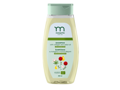 MARGARITA Šampūnas su kolagenu ir ricinos aliejumi pažeistiems plaukams 400ml