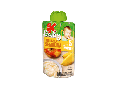Obuolių ir bananų tyrelė KUBUŠ BABY su ryžių koše (5+ mėn.), 100 g