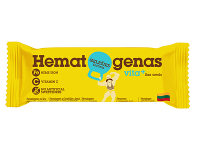 Maisto papildas HEMATOGENAS, su linų sėmenimis ir vitaminais, 50 g