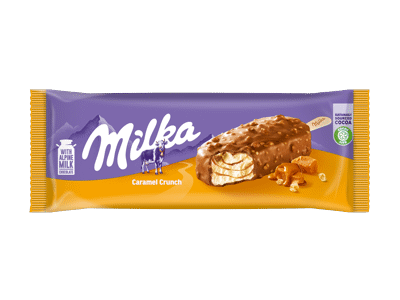 Valgomieji ledai MILKA su traškia karamele, 62 g