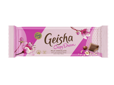Pieninis šokoladas GEISHA su traškiais dribsniais, 100 g