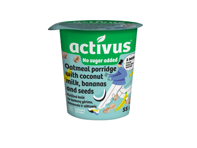 Gr.paruošiama avižinė ir ruginė košė ACTIVUS su bananais, 55 g