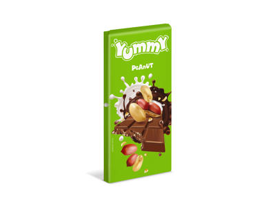 Pieninė saldžioji kakavos plytelė YUMMY su žemės riešutais, 85 g