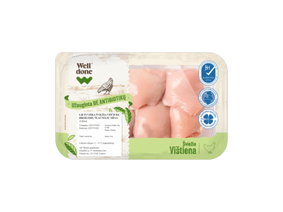 Šv. viščiukų broil. šlaunelių mėsa be antibiotikų WELL DONE, 500 g