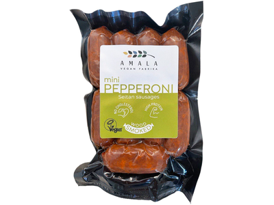 MINI PEPPERONI rūkytos veganiškos dešrelės, 120 g, AMALA
