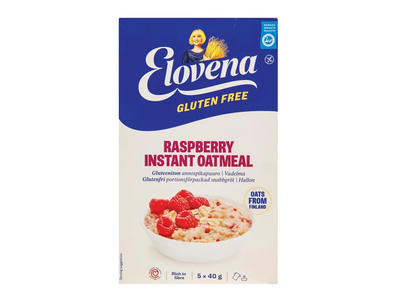 Greitai paruošiama avižinė košė su braškėmis, be glitimo, ELOVENA, 5x40g