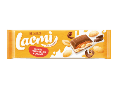 Pieninis šokoladas LACMI su žemės riešutais ir karamele, 295 g