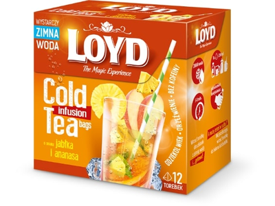 Vaisinė arbata LOYD Cold Infusion, obuolių ir ananasų skonio, 12 x 2,5 g