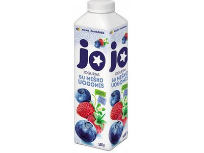 Jogurtas JO, 2,4%, su miško uogomis ir bifido bakterijomis, 0,5 kg