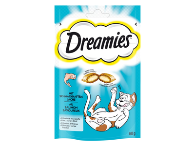 Kačių skanėstas DREAMIES su lašiša, 60 g