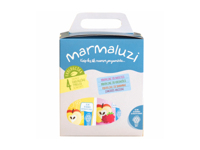 Ekol. vaisinių tyrelių MARMALUZI rinkinys Nr. 2 (nuo 6 mėn.), 360 g