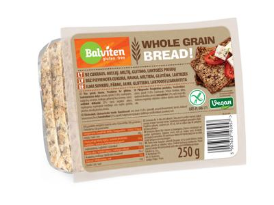 Pilno grūdo duona BALVITEN be glitimo, 250 g