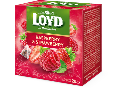 Vaisinės arbatos gėrimas LOYD, aviečių ir braškių skonio, 20 x 2g