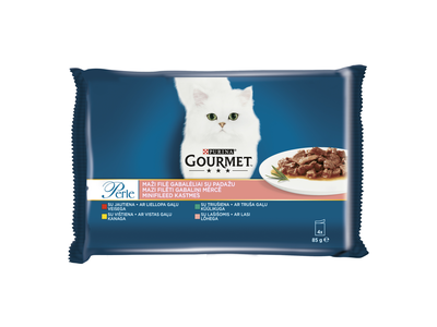 Konservai katėm, GOURMET Perle, su jautiena, 4 x 85g