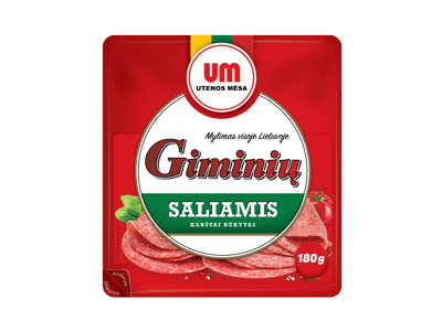 Karštai rūkytas GIMINIŲ saliamis (griežinėliai), I r., 180 g