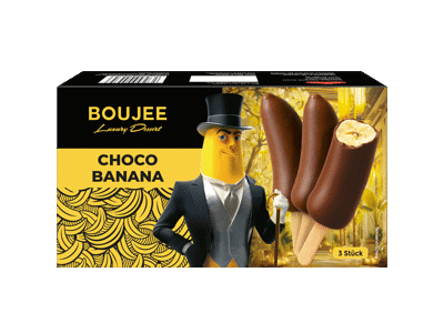Šald. bananas ant pagaliuko BOUJEE su pieniniu šokol., 195 g