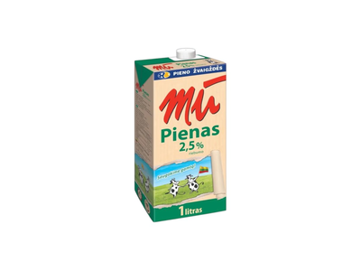 UAT pienas MŪ, 2,5 % rieb., 1 l