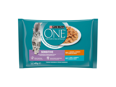 Kačių ėdalas PURINA ONE SENSITIVE, 4 x 85 g