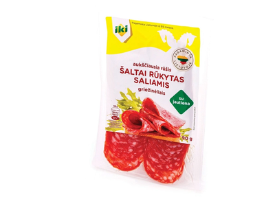 Šaltai rūkytas IKI saliamis dešra griežinėliais D 90g.