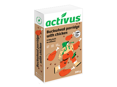 Grikių dribsnių košė ACTIVUS, su vištiena, 300 g