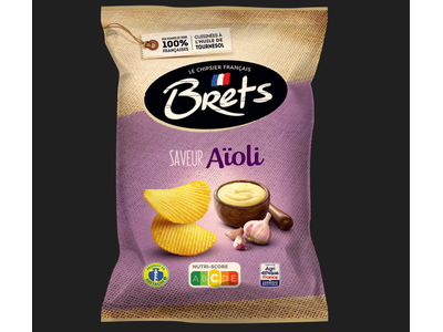Bulvių traškučiai BRETS, Aioli česnakų padažo skonio, 125g