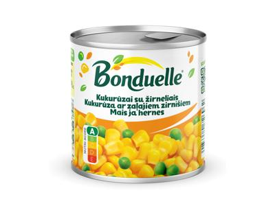 Konservuoti kukurūzai BONDUELLE su žirneliais, 150 g