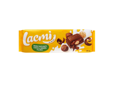 Pieninis šokoladas LACMI su sveikais lazdyno riešutais, 295 g
