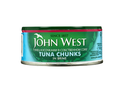 Tunų gabaliukai JOHN WEST savo sultyse, 145 g