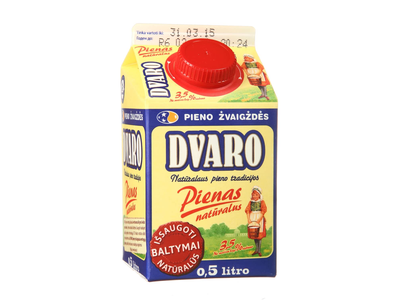 Natūralus DVARO pienas, 3,5 % rieb., 0,5 l