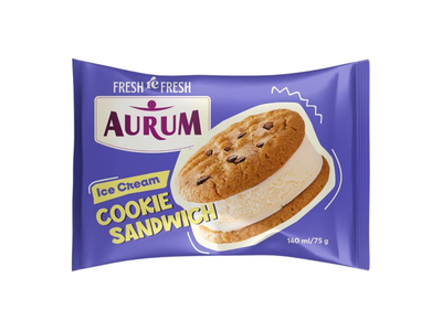 ❄️ Aurum vaniliniai ledai tarp sausainių, 140 ml