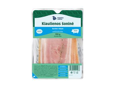 Karštai rūkyta pjaustyta KLAIPĖDOS kiaulienos šoninė, a. r., 130 g