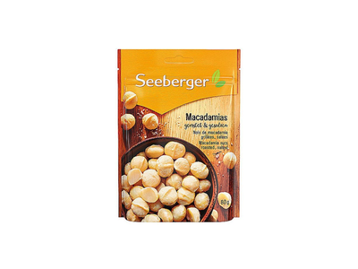 Makadamijų riešutai SEEBERGER,  skrudinti ir sūdyti, 80 g