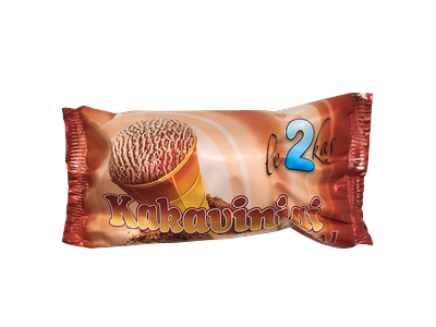Kakaviniai ledai LE2KAS, vafliniame puodelyje, 5 %, 120 ml/65 g