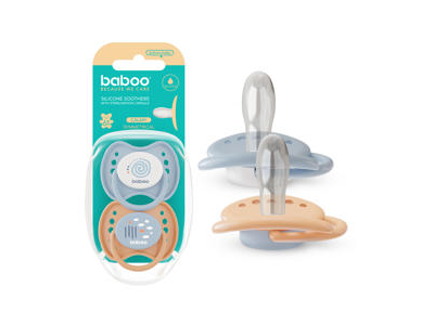 Silikon. simetr. čiulptukas BABOO CALMY BLUE HAZE (6+ mėn.), 2 vnt.