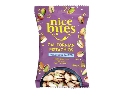 Skrudintos ir sūdytos pistacijos su kevalais NICE BITES, 150 g