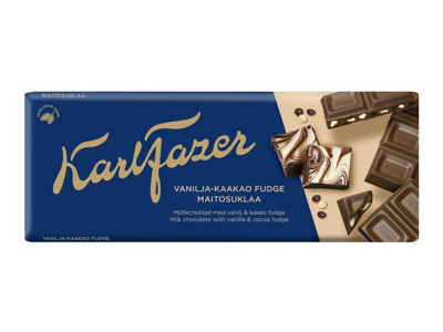 Šokoladas KARL FAZER su vanilės, kakavos skonio gabalėliais, 180 g