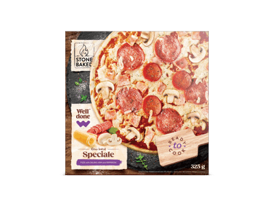 Šaldyta pica su kumpiu, saliamiu ir pepperoni SPECIALE, WELL DONE, 325g