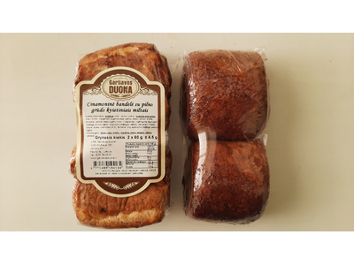 Cinamoninė bandelė su pilno grūdo kvietiniais miltais 2x60g