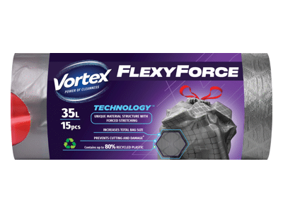 Šiukšlių maišai VORTEX FLEXY DRAWSTR, 35 l, 15 vnt.