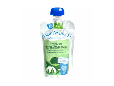 Ekologiška trijų daržovių tyrelė MARMALUZI (nuo 4 mėn.), 90 g