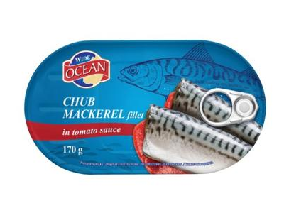 Skumbrių filė WIDE OCEAN pomidorų padaže, 170 g