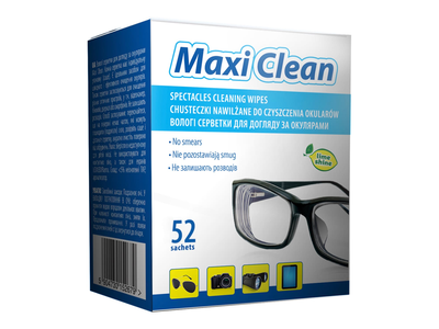 Drėgnos servetėlės akiniams MAXI CLEAN,52vnt.