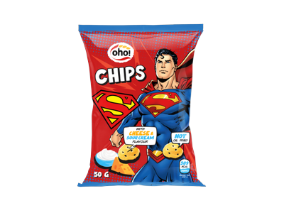 Traškučiai OHO Superman, sūrio ir grietinėlės skonio, 50g