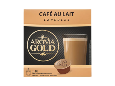 Kavos kapsulės AROMA GOLD CAFE AU LAIT, 16 vnt.