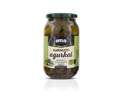 Marinuoti agurkai OBELIŲ, 860g/460g