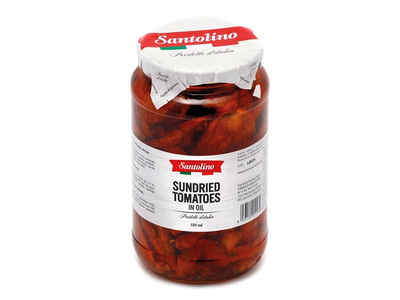 Saulėje džiovinti pomidorai saulėgrąžų aliejuje SANTOLINO, 550 g