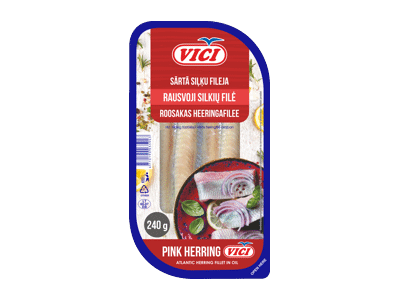 Rausvoji silkių filė VIČI aliejuje, 240 g
