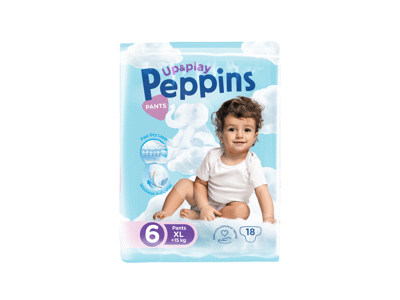 Sauskelnės-kelnaitės PEPPINS UP & PLAY 6 (15+ kg), 18 vnt.
