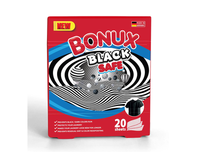 Skalbimo lapeliai BONUX Black Safe, 20 vnt
