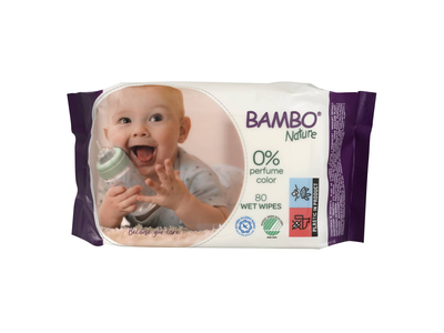 Drėgnos servetėlės BAMBO NATURE, 80 vnt.